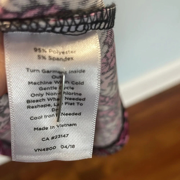 Talbots women’s size xxl dress faux wrap V-neck stretchy pink black floral midi - Picture 3 of 5